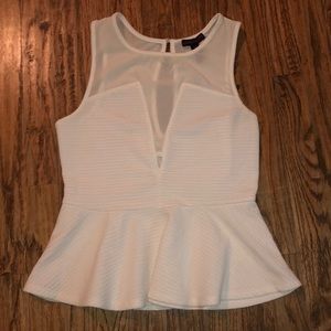 White Peplum Top w/ Mesh